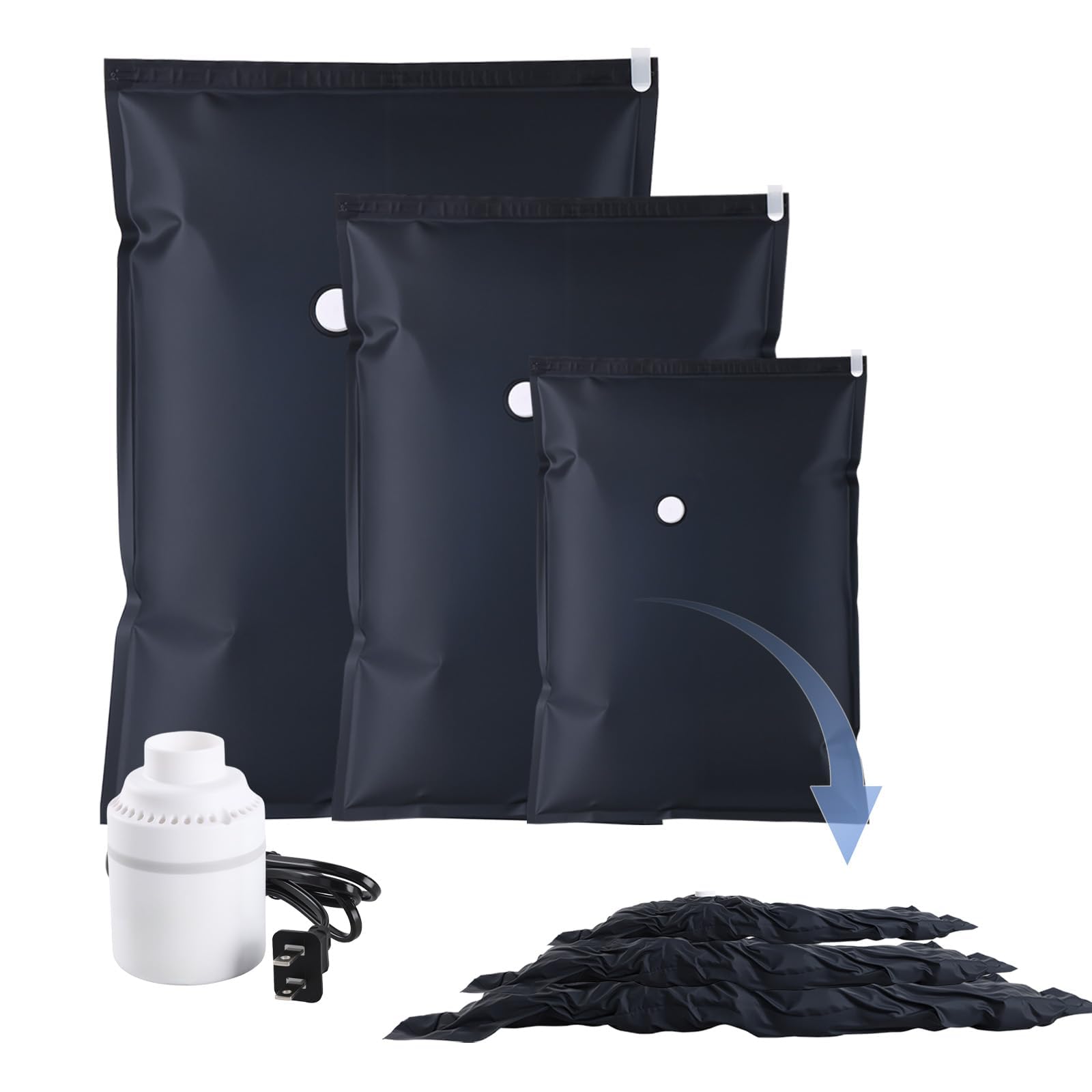 Large Vacuum Bags with Pump 6 Pack (Black-2m-2L-2XL)