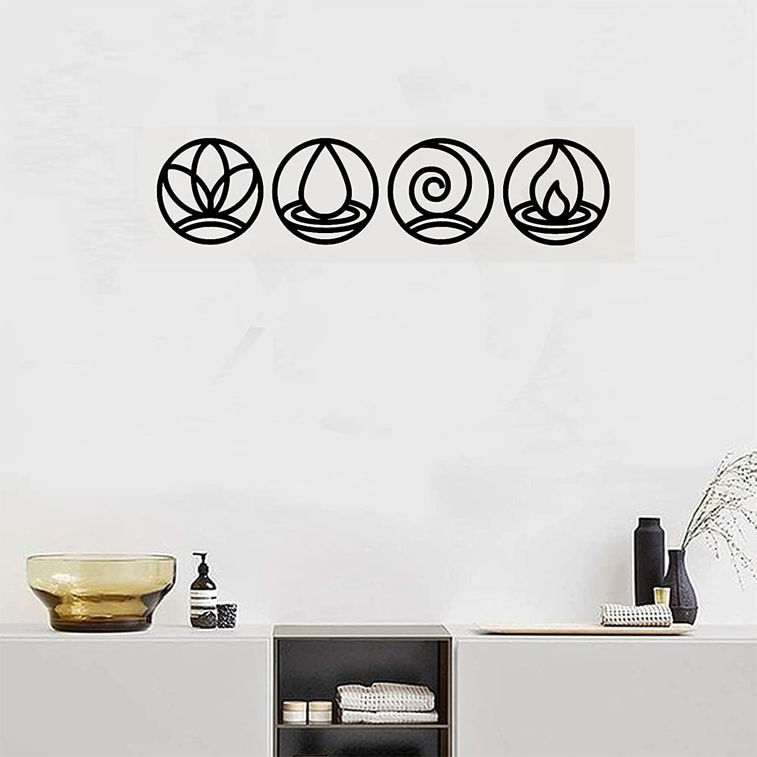 Wysokiej Jakości Metalowe Wall Art Dekoracji Cztery Elementy Metalowa Wall Decor Wystrój Domu Wnętrz Dekoracja Cztery Elementy Symbol Ściana Sztuka Ziemia Woda Wiatrowa Ogień