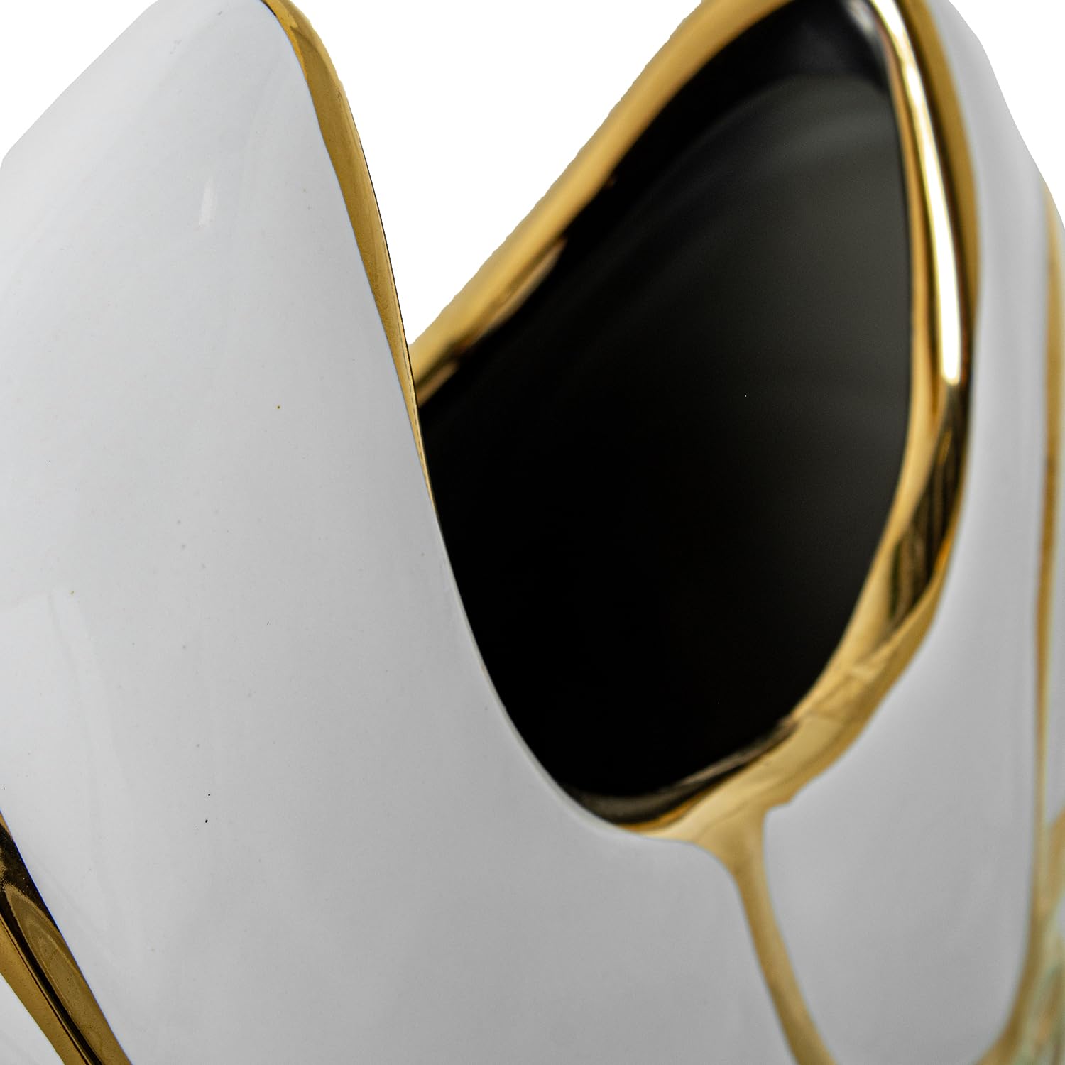 JARRON CERAMICA 25CM BLANCO BRILLO/ORO_22X9X25CM