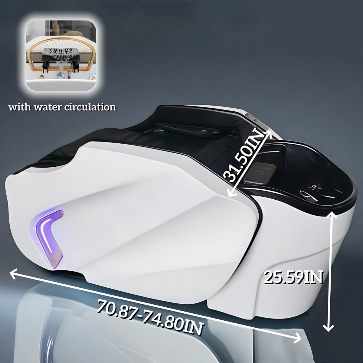 Mesa de masaje de cuerpo completo con circulación de agua e iluminación de estado de ánimo para spa y relajación