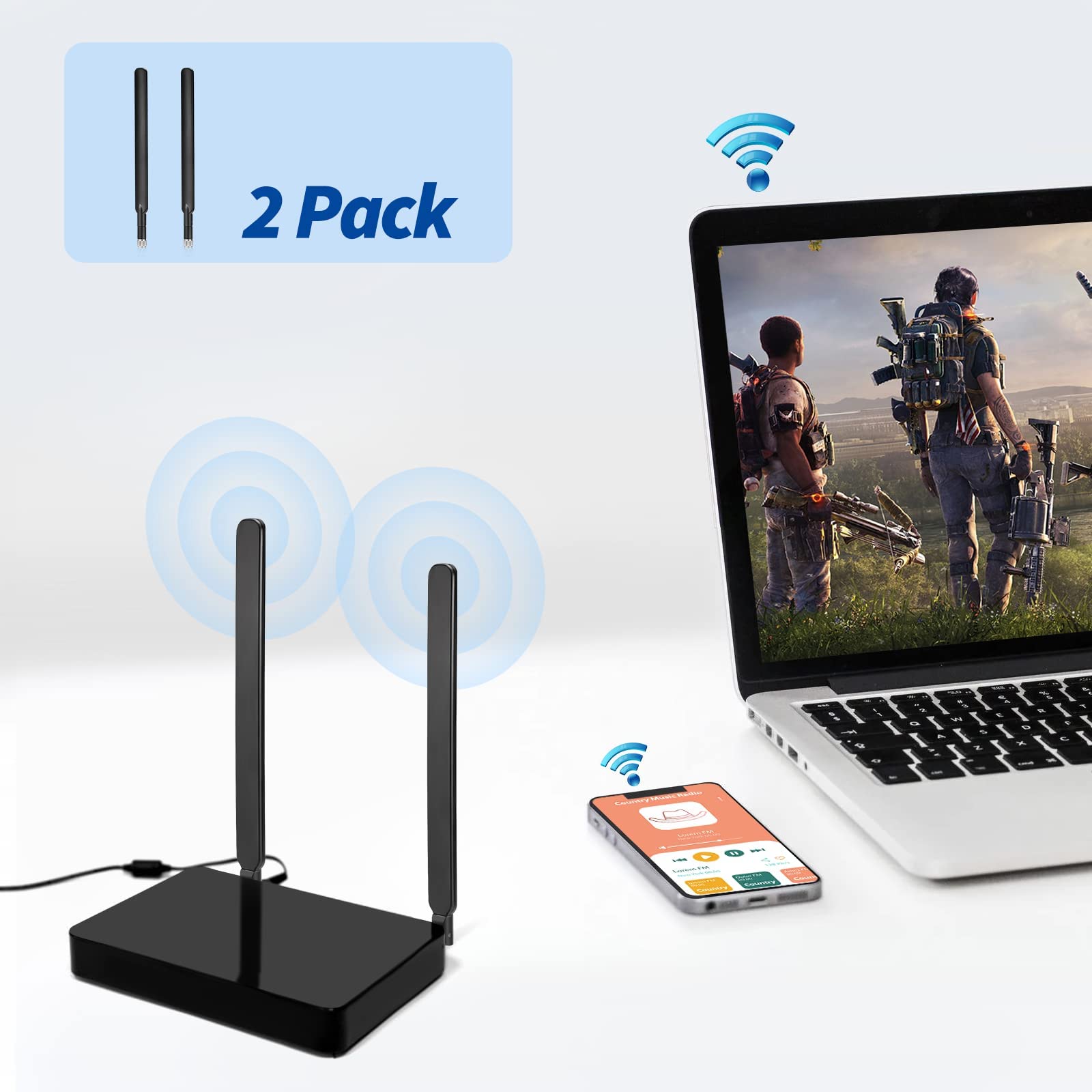 Bingfu Antena 4G LTE 6 dBi 698-2700 MHz SMA wtyczka wielokierunkowa | Antena wielokierunkowa do routerów 4G LTE, CPE, Gateway, urządzeń IoT, hotspot i kamer monitorujących