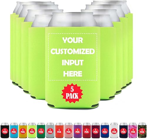 Juego de 5 enfriadores de cerveza personalizados, soporte aislado personalizado para botellas de bebidas, soporte de cerveza personalizado mantiene