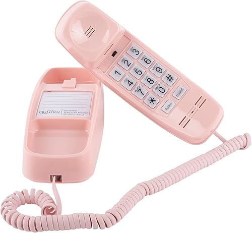 Teléfono fijo rosa para el hogar, teléfonos de princesa vintage con pared y escritorio, teléfono con cable fácil de usar con timbre fuerte de 110