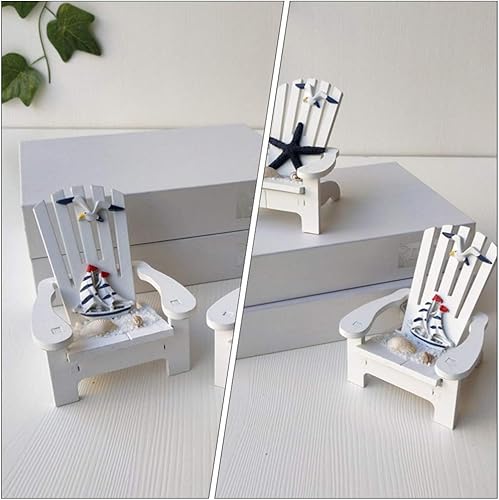 Miniatura 9 de BESPORTBLE 2 sillas de playa en miniatura, mini silla de madera para decoración de tartas, decoración de silla, casa de muñecas náutica, accesorios