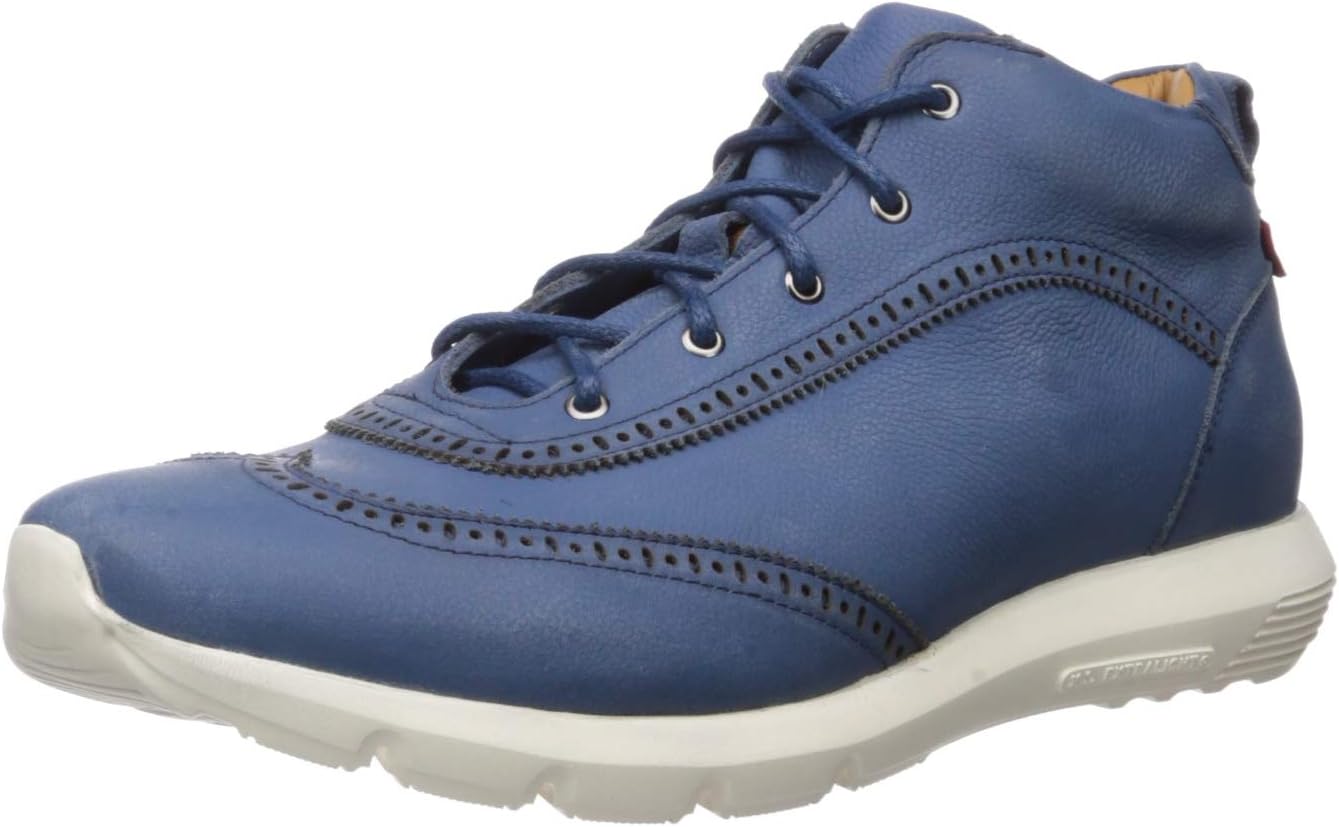 Marc Joseph New York Men's Genuine Leather Extra Lightweight Wingtip Ankle Boot, Blue Washed Grainy, 9 M US