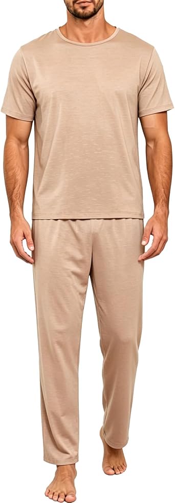 Mens Pajama Lounge Set - Soft 2 Piece Sleepwear with Pockets