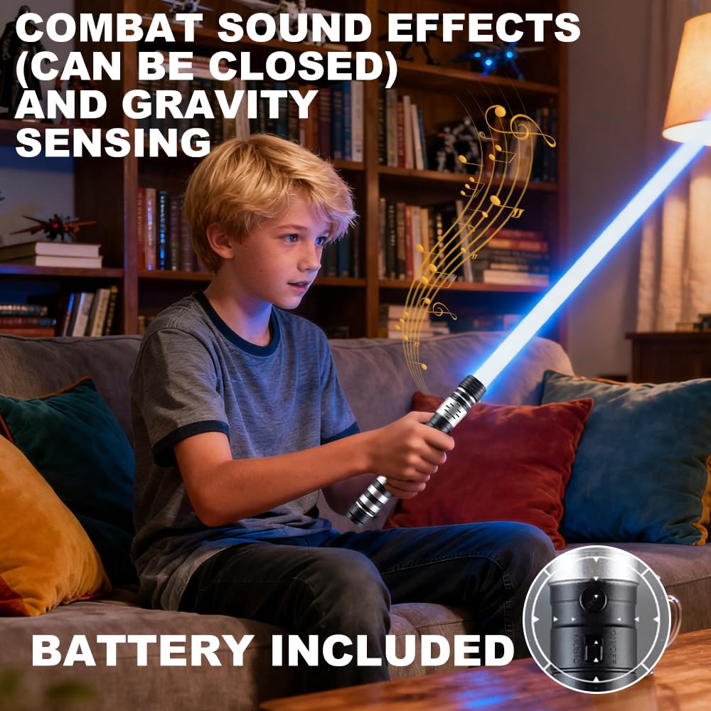 CLIUNT Star Wars Lightsaber, 2 Pack 7 Color LED Light Up Saber with Sound Effects, Light Sabers for Kids, Retractable Light Saber Sword Toys for Kids and Adults Cosplay Party Gifts - Image 4