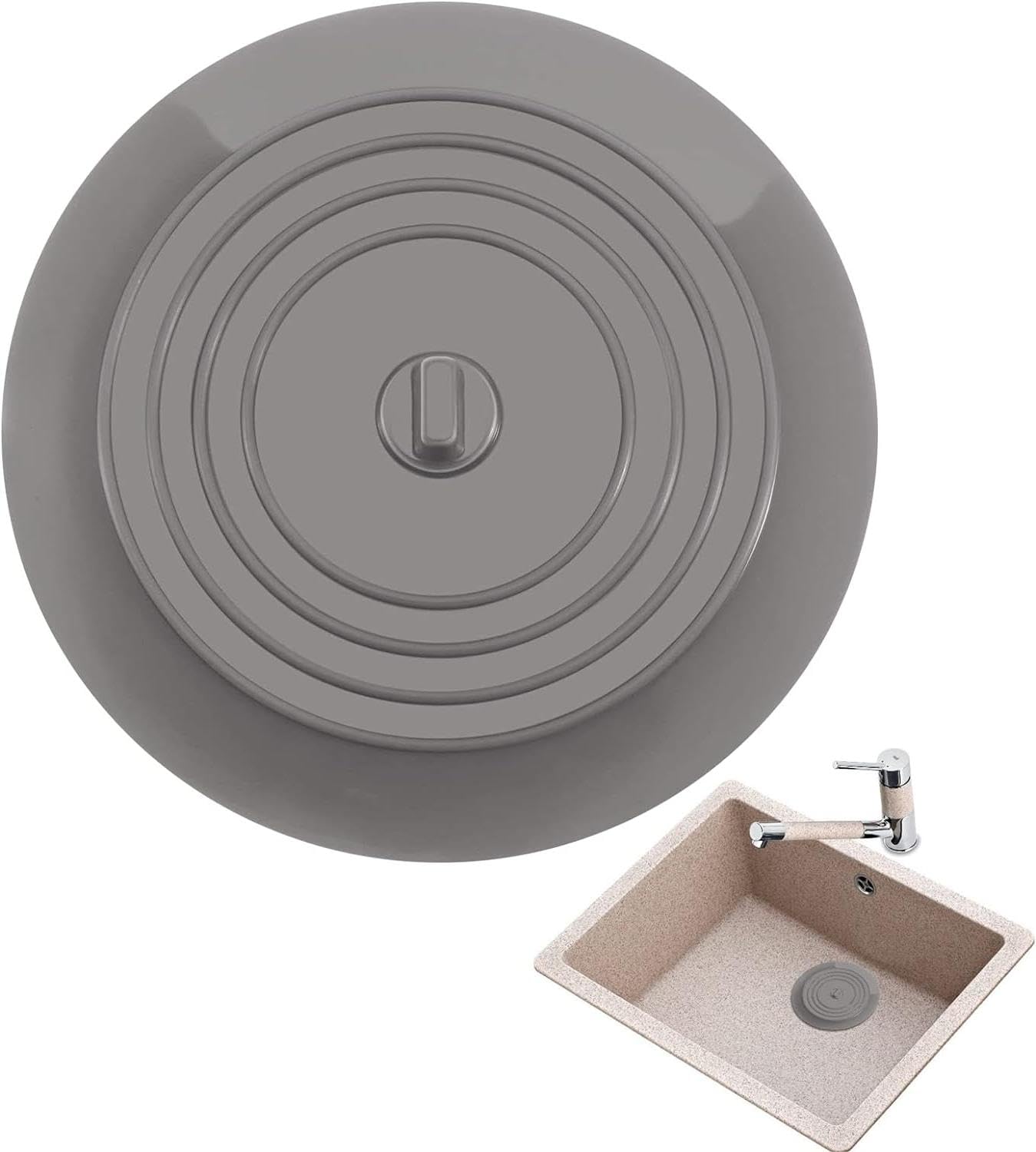 Tappo Universale Per Vasca E Lavandino In Silicone - Diametro 15cm, A Ventosa, Antiodore, Bianco - Foto 3