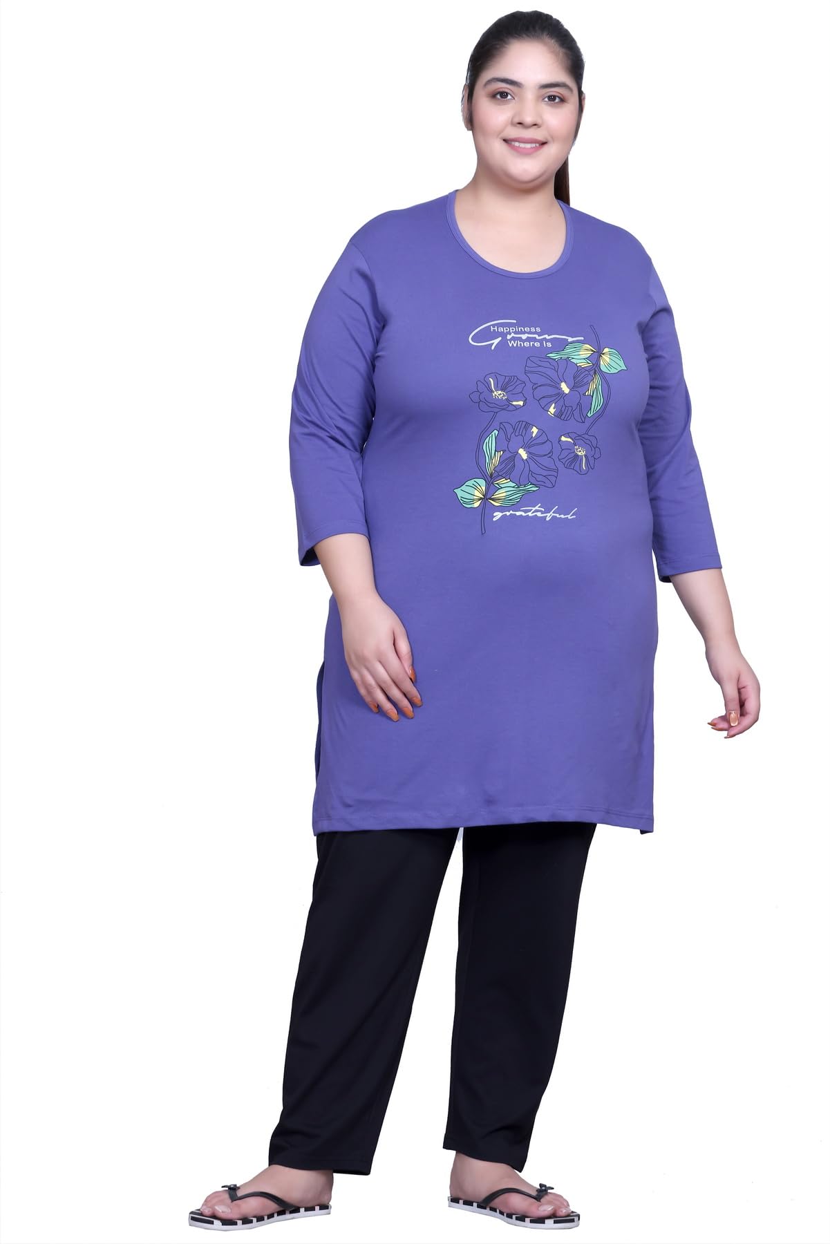 in love Women's Plus Size Graphic Printed Cotton Night Suit Set Full Sleeves-picture-51
