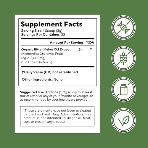 Miniatura 7 de Vitapia Extracto orgánico de fruta de melón amargo 101 para digestivos fuertes, salud intestinal, función hepática, apoyo para la salud cardíaca,