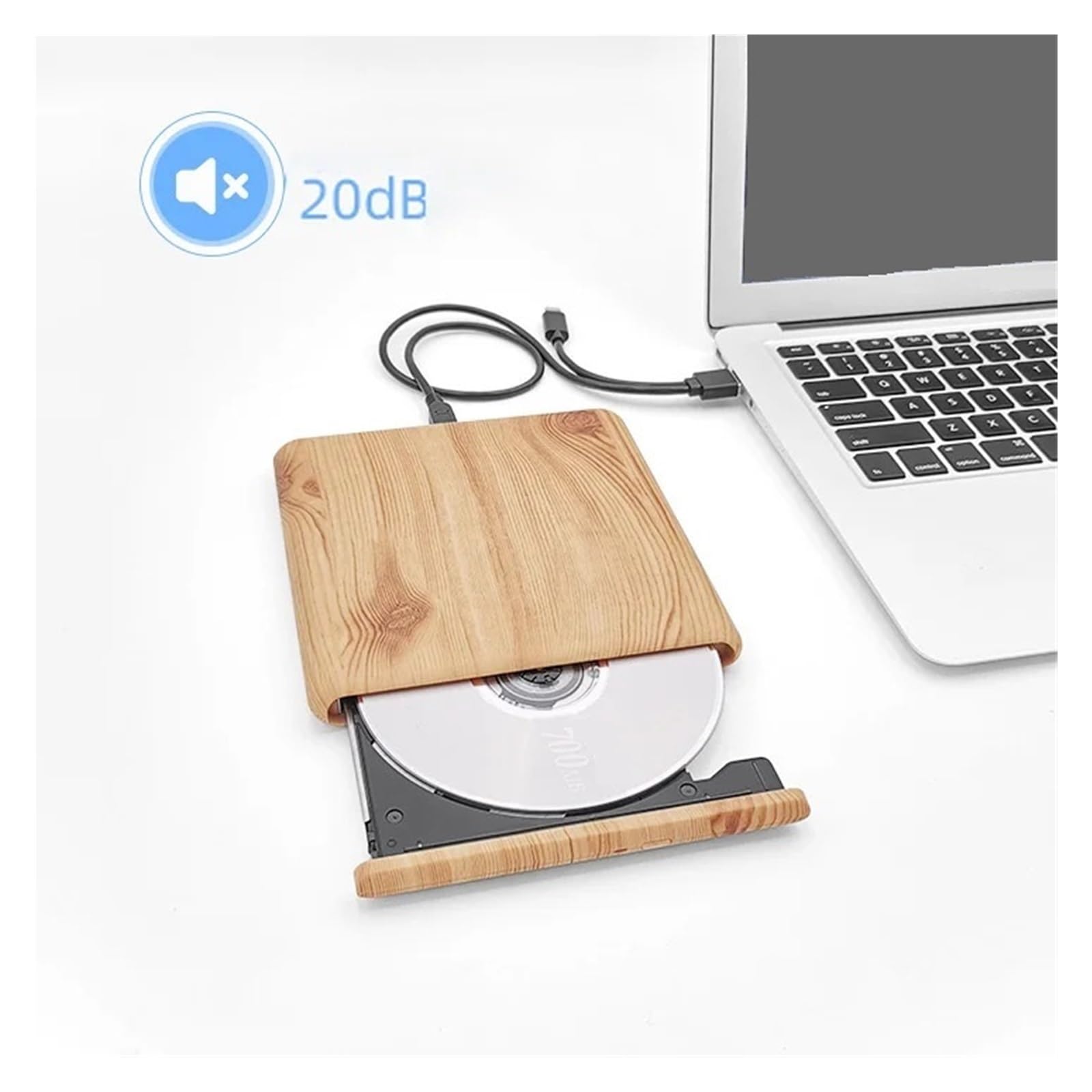 Zewnętrzny Napęd CD/DVD USB 3.0 Z Nadrukiem Wood Grain Do Komputerów Stacjonarnych I Laptopów, Przenośny Szybki OszczęDność Miejsca
