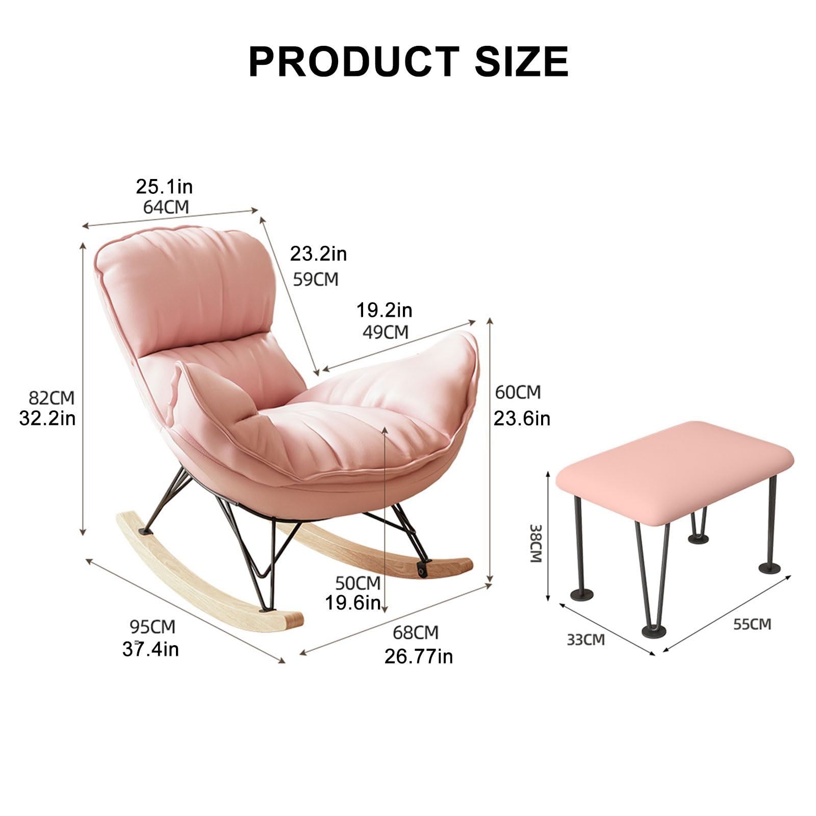 aby - Sedia a dondolo moderna per allattamento, con base in legno e cuscino, colore grigio, per mobili per la cameretta dei bambini