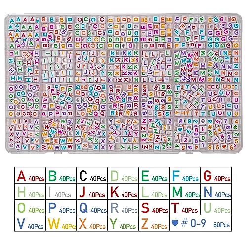 Image of MELIUS Acrylic Square Letter Beads, 1120Pcs 6x6mm in Alphabetical Order A-Z Colorful Letter Beads with Numbers Beads for Jewelry Making, DIY Bracelets, Key Chains (6x6mm, Multicolored) | Alphabetical Cube Beads, 28 Grid Box, for Jewelry Making, DIY Friendship Bracelets, Necklaces, Key Chains