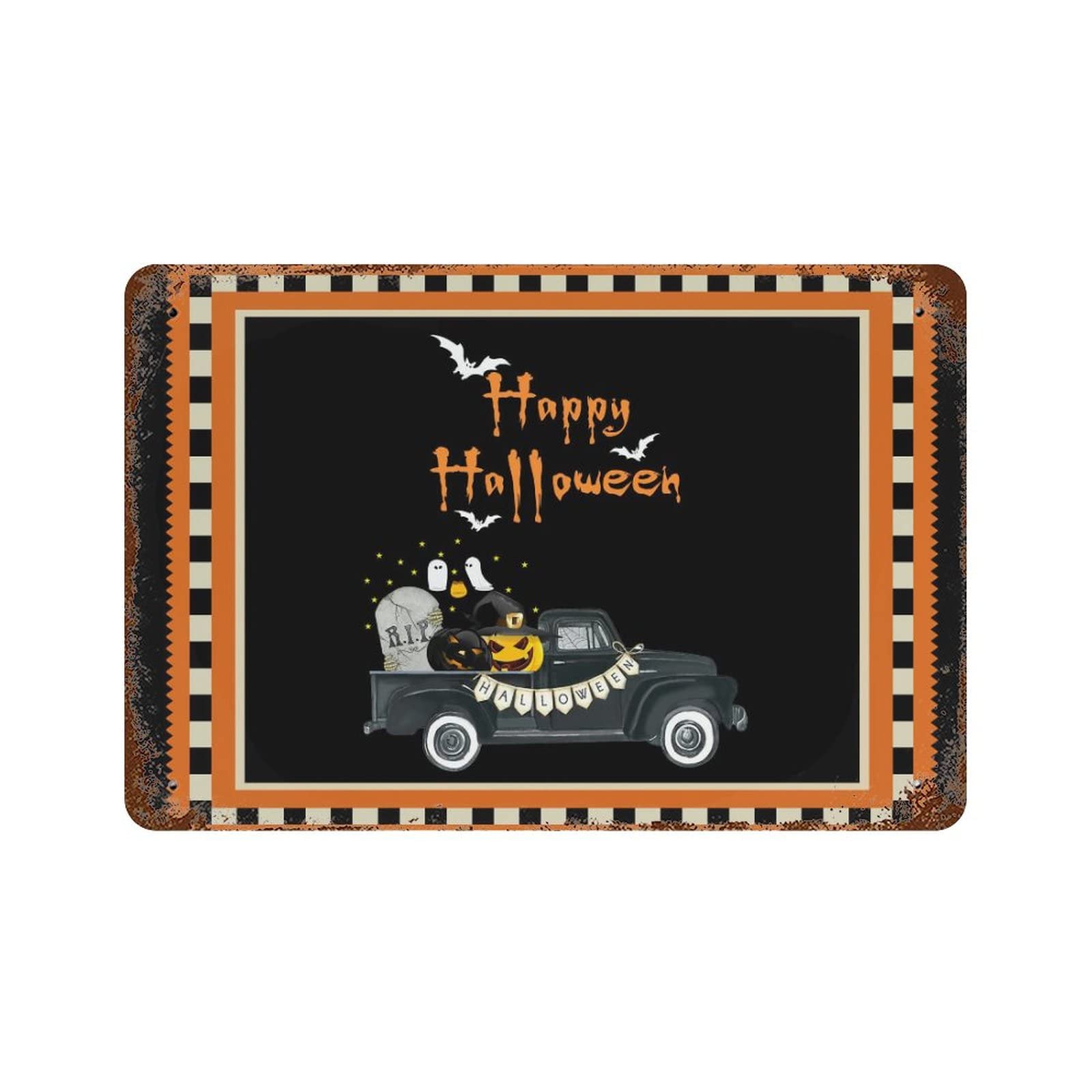 Panneau camion d'Halloween en métal pour un cadeau de bienvenue méchant et frissons de crémaillère