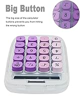 Vista 6 de Mechanical Switch Calculator, Purple Calculator with Large LCD Display 8 Digit Tilt Screen and Big Button for Teachers Students Basic Office