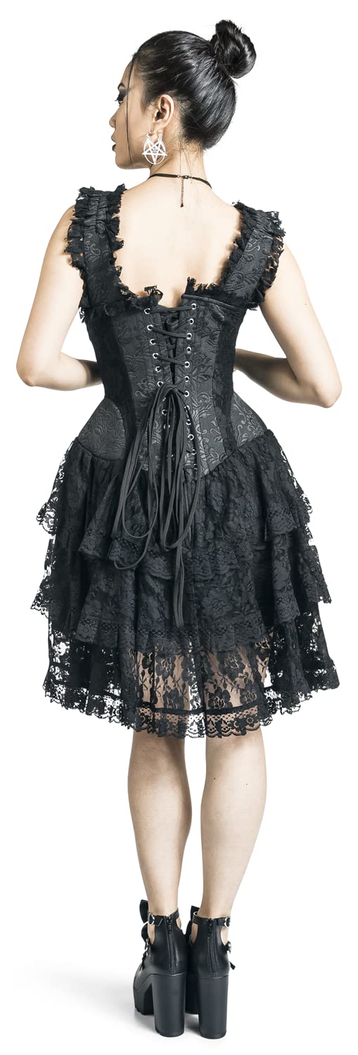 Gothicana by EMP Damen schwarzes kurzes Korsagen-Kleid mit Spitze