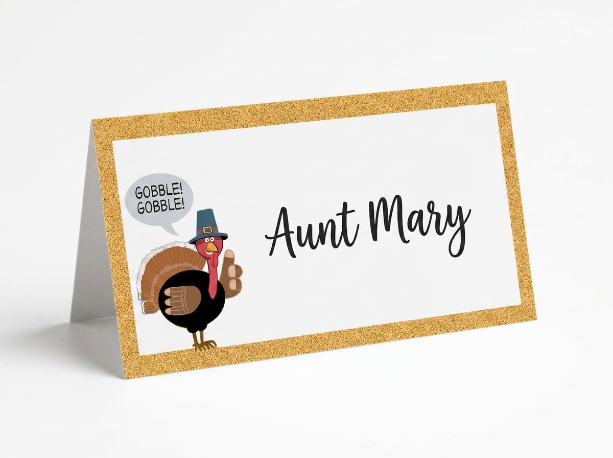 Stonehouse Collection Turkey Guest Thanksgiving Place Cards, 25-Count