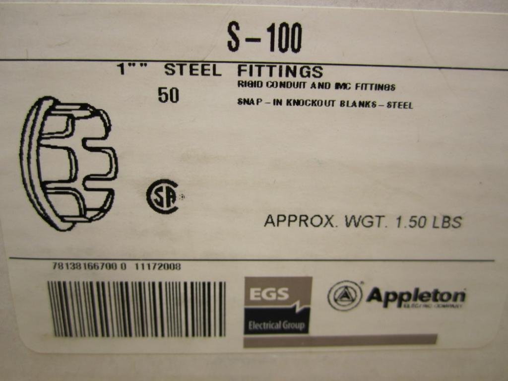 Appleton S-100 Steel 1 Inch Fittings (Pack of 50)