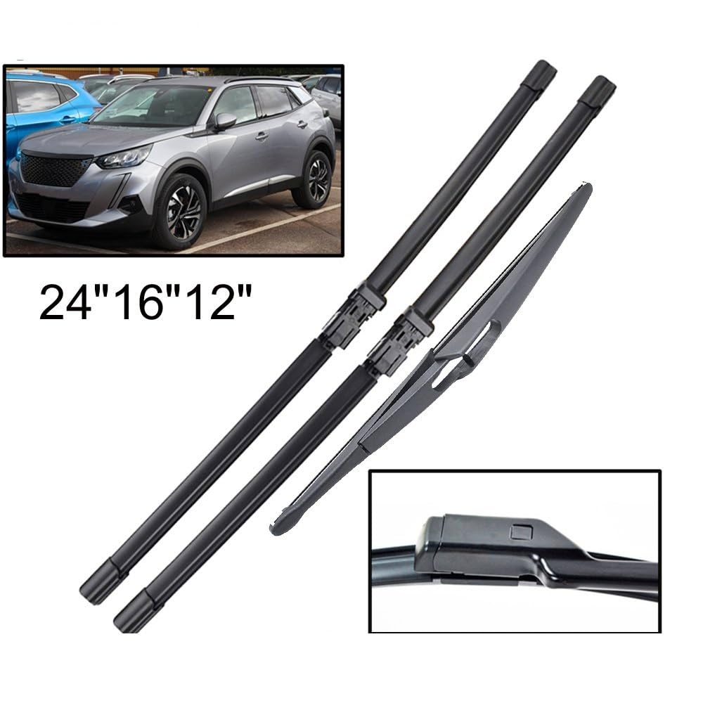 Spazzole Tergicristallo Anteriore Posteriore Spazzole Tergicristallo Set Per Peugeot 2008 P24 MK2 2019 2020 2021 2022 2023 Parabrezza Parabrezza Finestra Spazzole 24 "16" 12" Tergicristallo Auto
