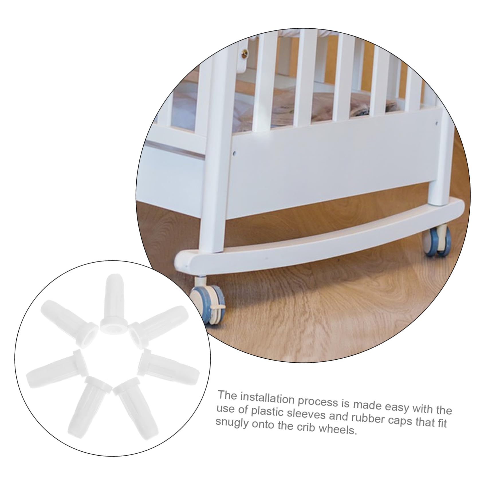 20pièces Housses pour roulettes De Berceau Blanches Protections De Anti-Bruit avec Manchons Plastique Accessoires Durables pour Pierres à roulettes De Meubles Et Supports De Rangem