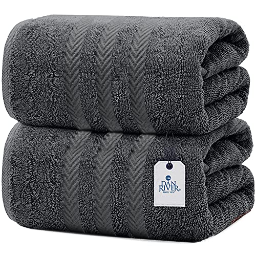 DAN RIVER 100% Cotton Bath Sheet Set of 2| Soft Bath Sheets| Oversized Bath Towels| Quick Dry Bath Sheets| Absorbent Bath Sheets| Bath Sheets Spa Hotel|Gray Bath Sheet Towel Set|35x70 in|550 GSM