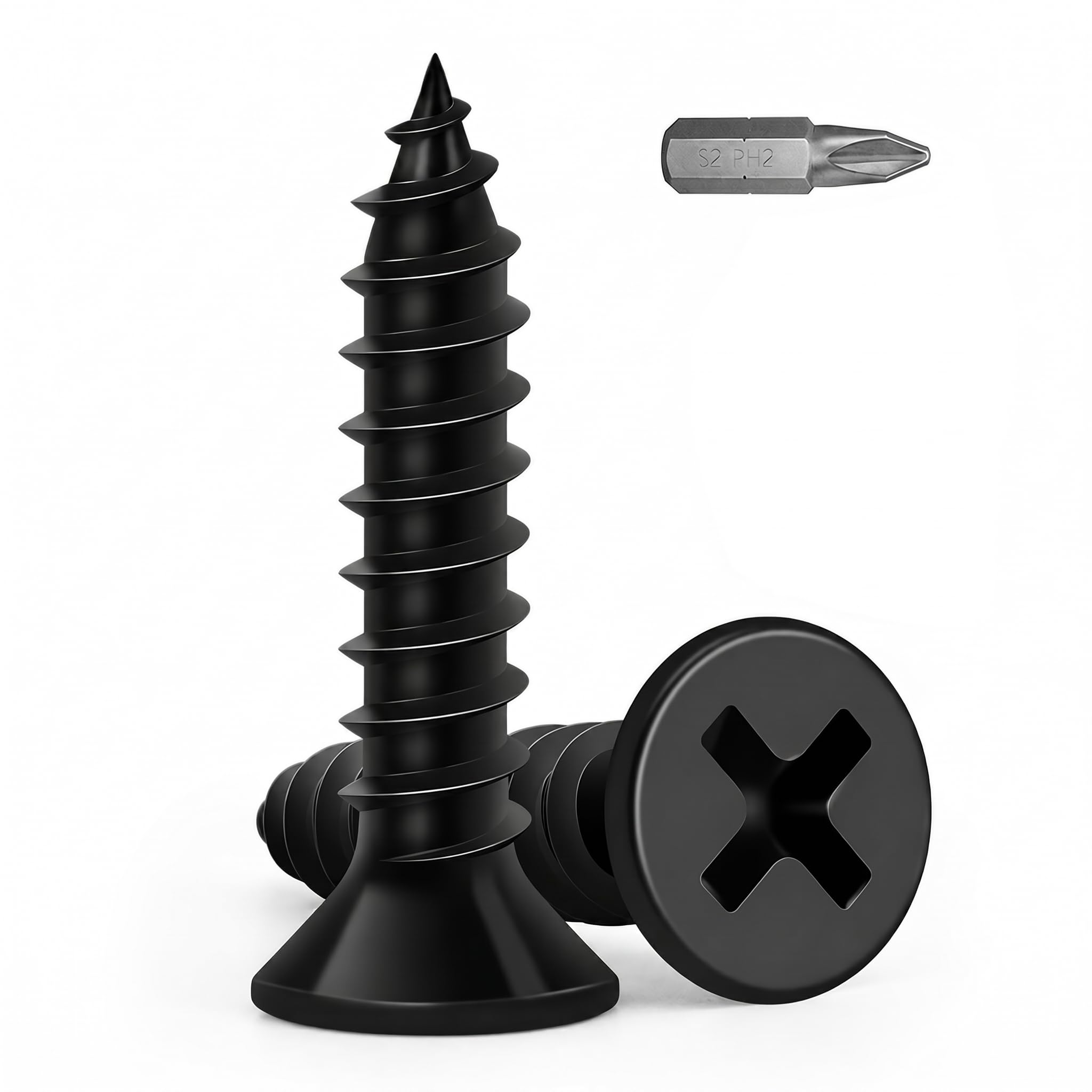 Zynthor 50Pcs M5 x 25mm Black Wood Screws, Countersunk Self Tapping Screws