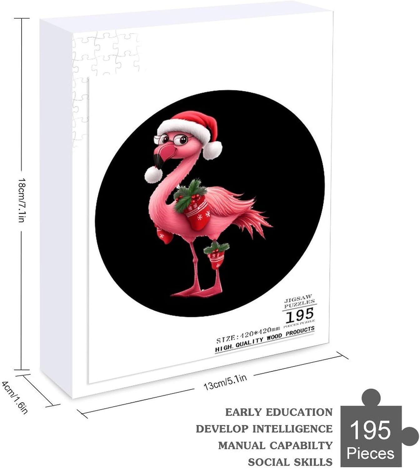 Christmas Flamingo Wooden Puzzles Irregular Animal Shaped Jigsaw Puzzle Fun Family Game 195 PCS