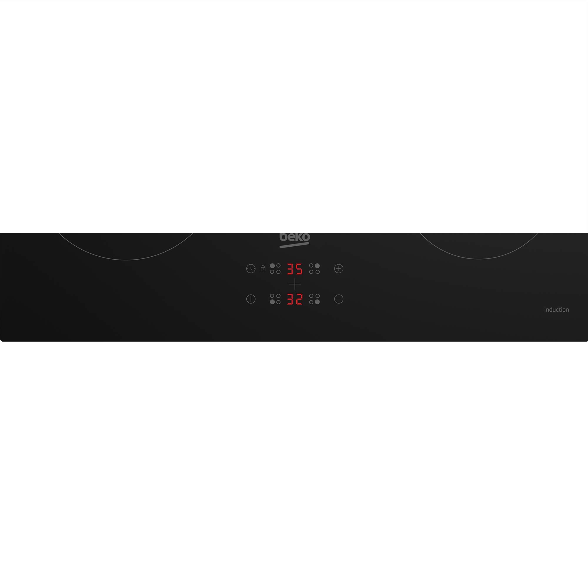 Beko HII 64400 MT samowystarczalna płyta indukcyjna, szerokość 60 cm, 4 strefy gotowania, przyciski czujnika, timer, bezramowa (do montażu na nakładce lub na płasko), czarna