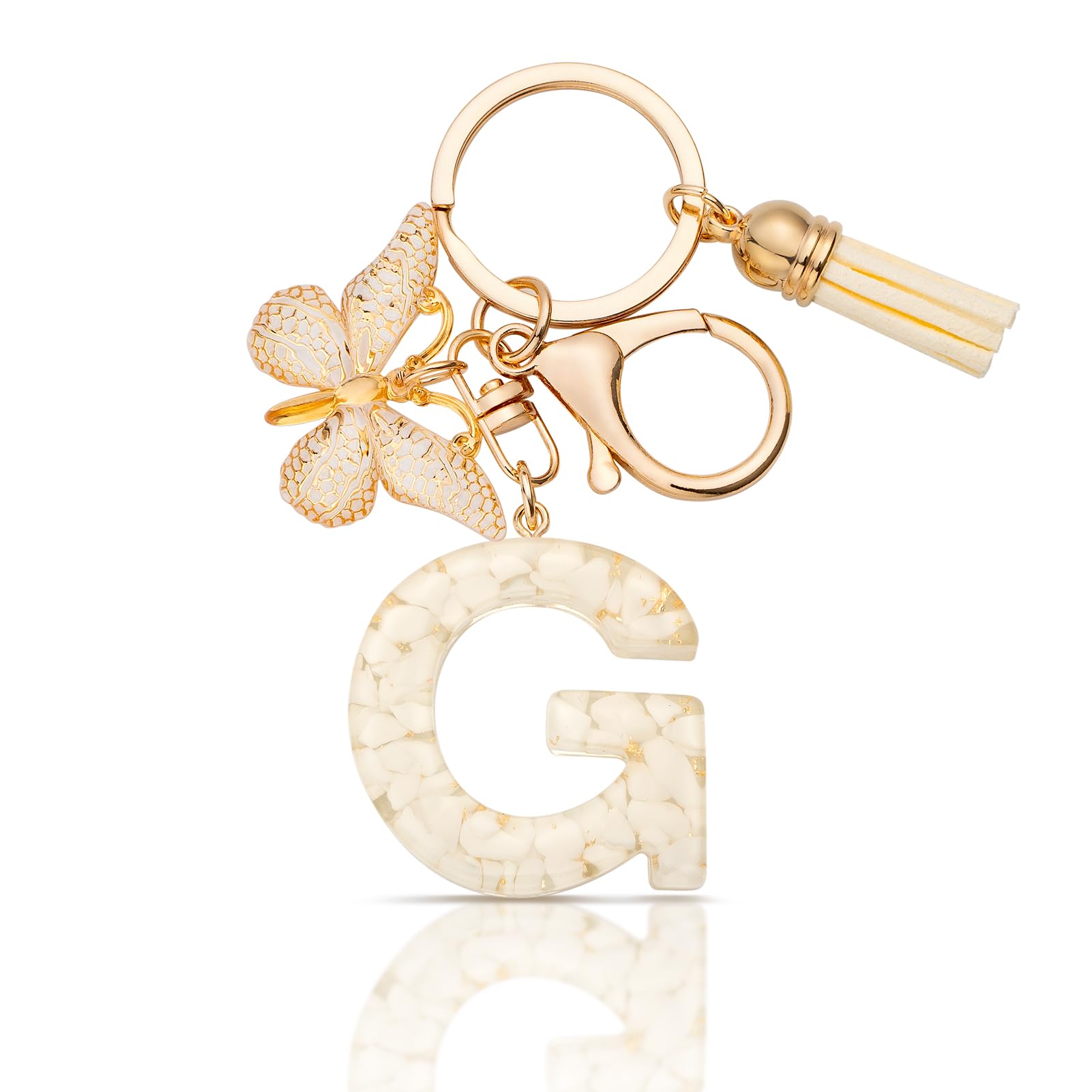 MORSUNBELA Schlüsselanhänger Buchstabe Mädchen Geschenke Schlüsselanhänger mit Buchstaben Anfangsbuchstabe Schmetterling Keychain Letter für Frauen Damen