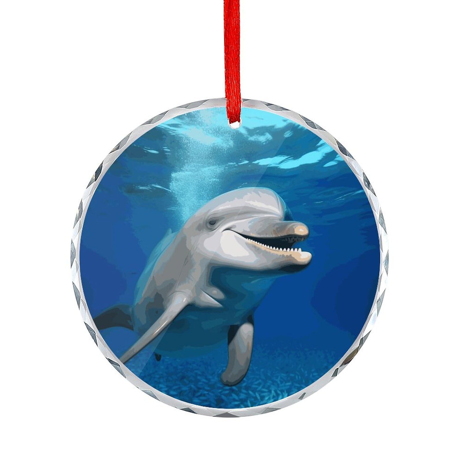 Btcowzrv Style Happy Dolphin Round Ornament Hanging Pendant Decor