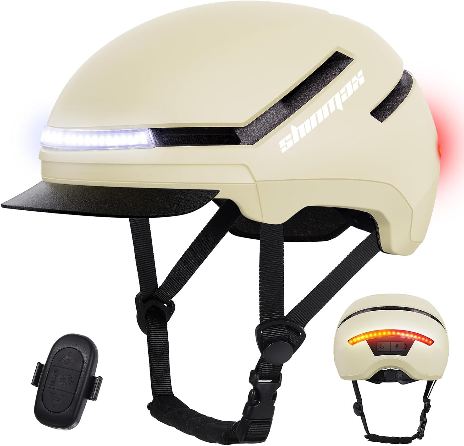 Shinmax Fahrradhelm Damen mit Licht und Blinker, NTA 8776 Zertifiziert | Helm Herren für S-Pedelec & E-Bike bis 45 km/h, Radhelm Unisex mit Aufladbarem Rücklicht & Anehmbarem Visier, M/L 54-61cm
