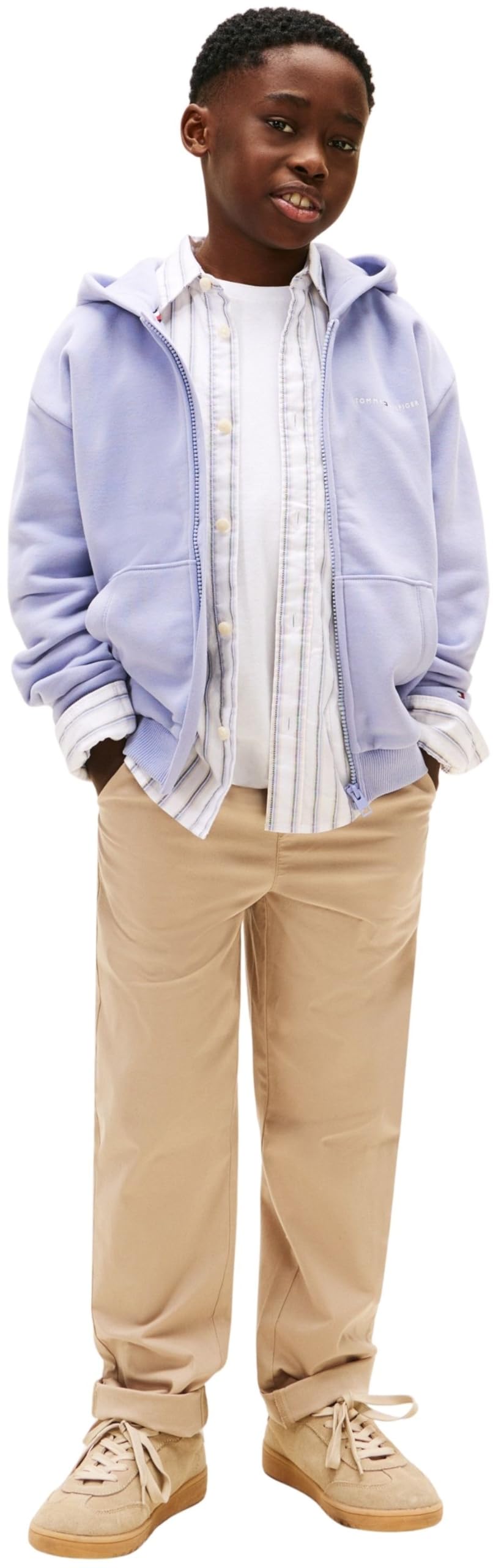 Tommy Hilfiger Hoodie con Cremallera Infantil Unisex Mini Corp y bajo de canalé, Morado (Periwinkle Dusk), 80