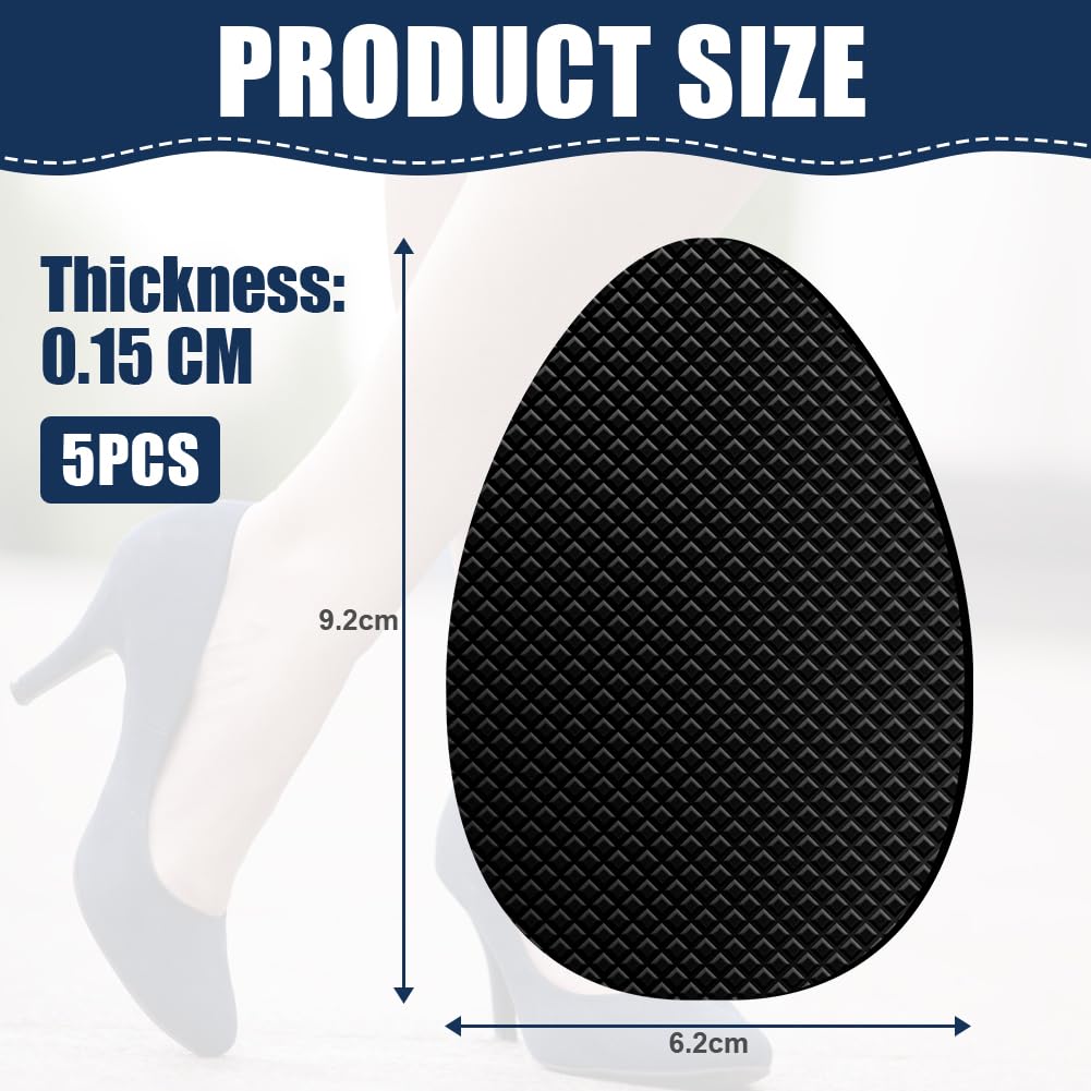 Flintronic 5 protezioni antiscivolo per suole per scarpe, autoadesive, antiscivolo, per riduzione del rumore, suola fai da te per tacchi alti, stivali per scarpe (nero)