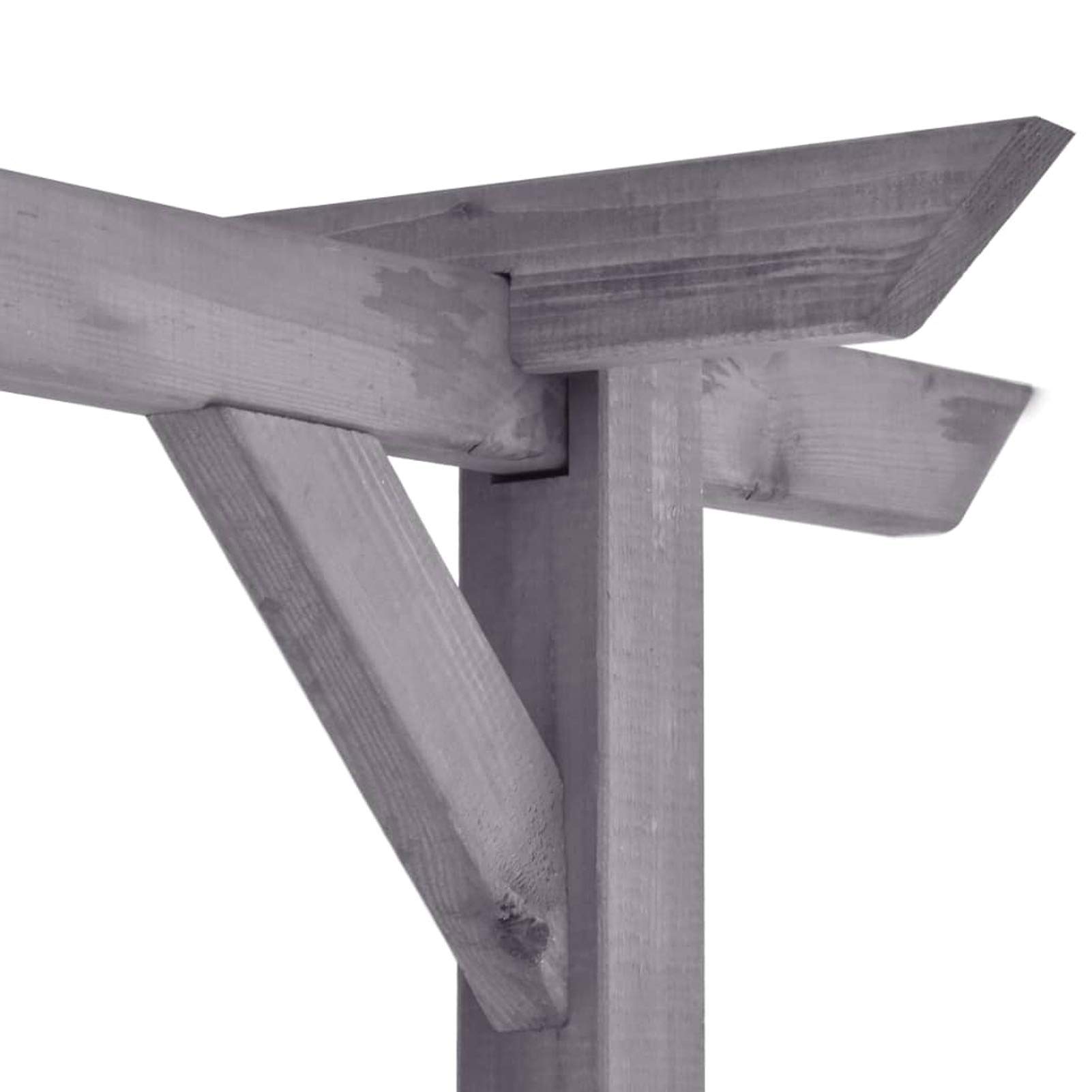 Pergola ogrodowa na zewnątrz, drewniana pergola na patio, szara altanka, 400 x 40 x 205 cm, sosna, idealna na podwórko, stylowa pergola do przestrzeni zewnętrznych