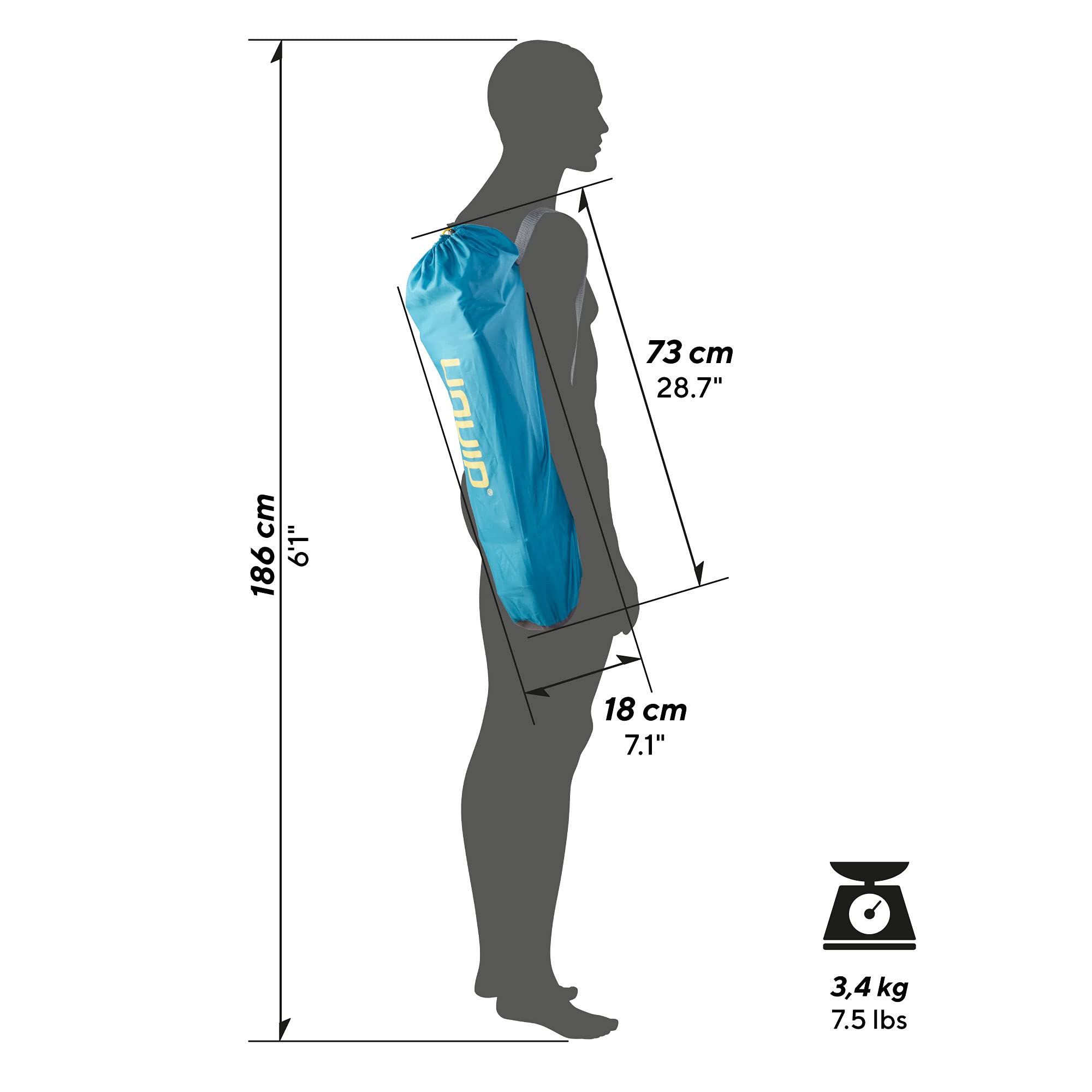 Uquip Sandy XL - Chaise de Plage Pliante Confortable avec Dossier très Haut - Bleu