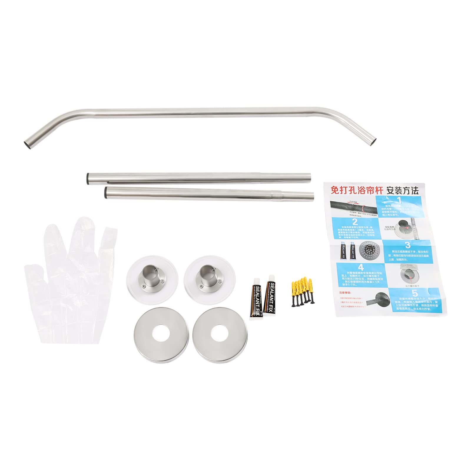 Barra de cortina de ducha en forma de diamante con soporte de esquina de acero inoxidable para el baño, la barra es flexible y se puede estirar de 45 a 75 cm, adecuada para su uso en tiendas de ropa.