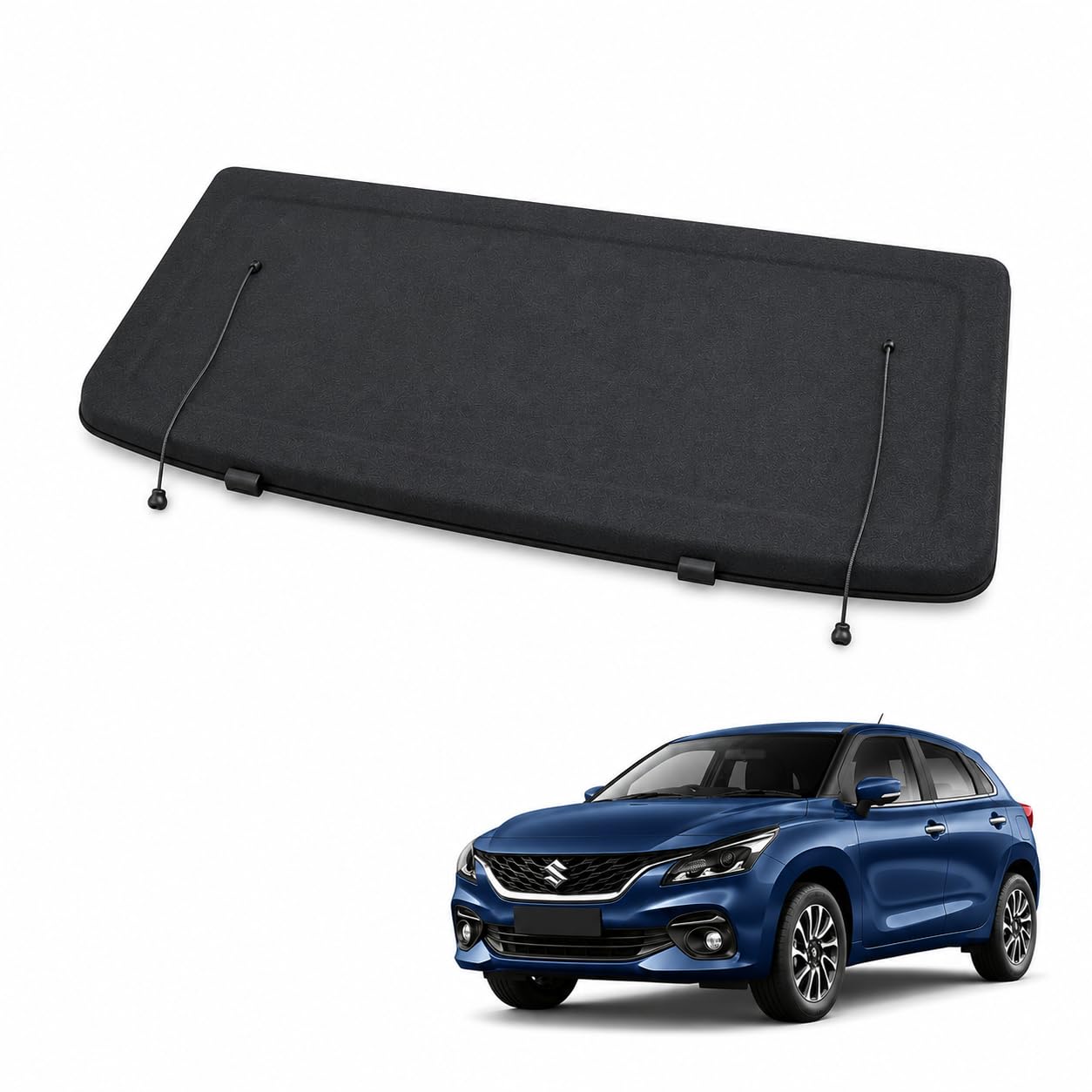 Parcel/Diggy Tray Compatible for BALENO (FEB 2022-TILL Date) | GLANZA (MAR 2022- Till Date) Car | Injection Moulded OEM Type Adjustable Parcel Tray | Rare Luggage Cover | Black-image-25