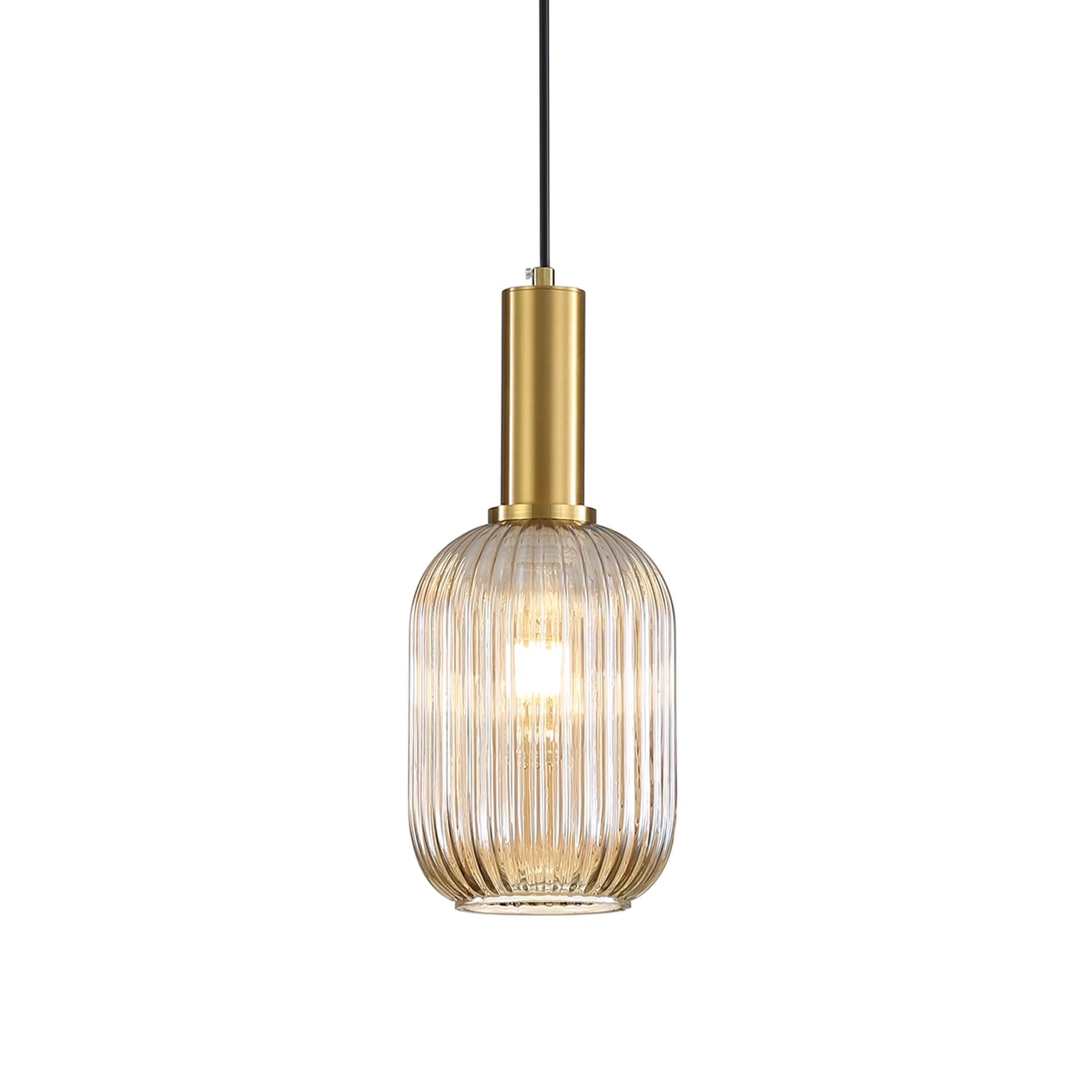 Suspension Luminaire en Verre,Finition en Laiton Doré, Vintage Lustre Suspendu Intérieur, Lampe Suspendue pour Salle à Manger Cuisine Salon Chambre & Cuisine (Ambré, 13CM)