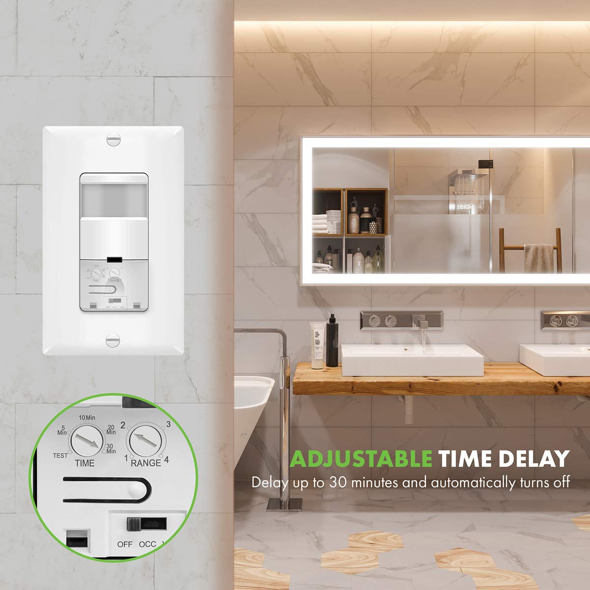 TOPGREENER Motion Detector Light Switch, in Wall Sensor Switch