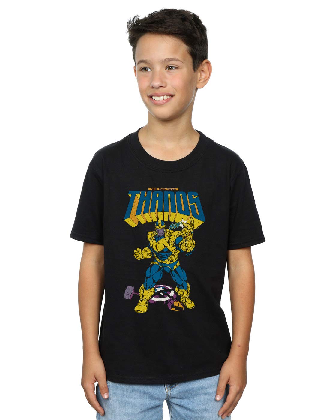 Marvel Boys Thanos Mad Titan Snap T-Shirt Black 7-8 Years