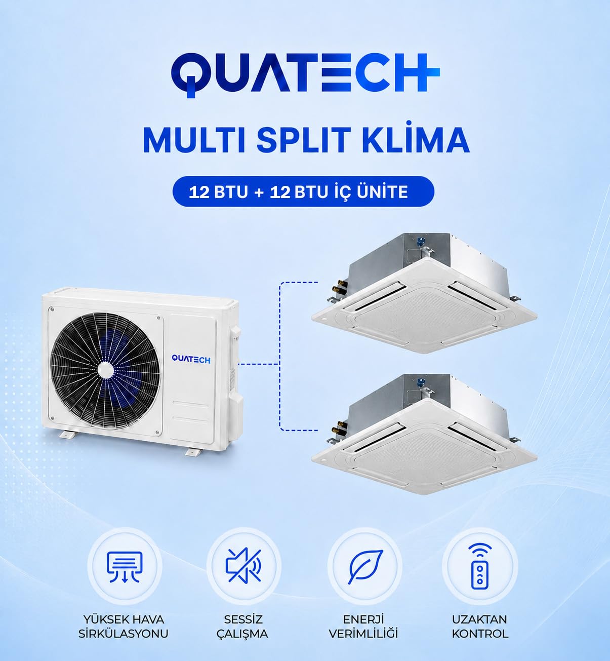 Multi Split Klima 12.000 + 12.000 Btu/h | 1 Dış Ünite 24000…