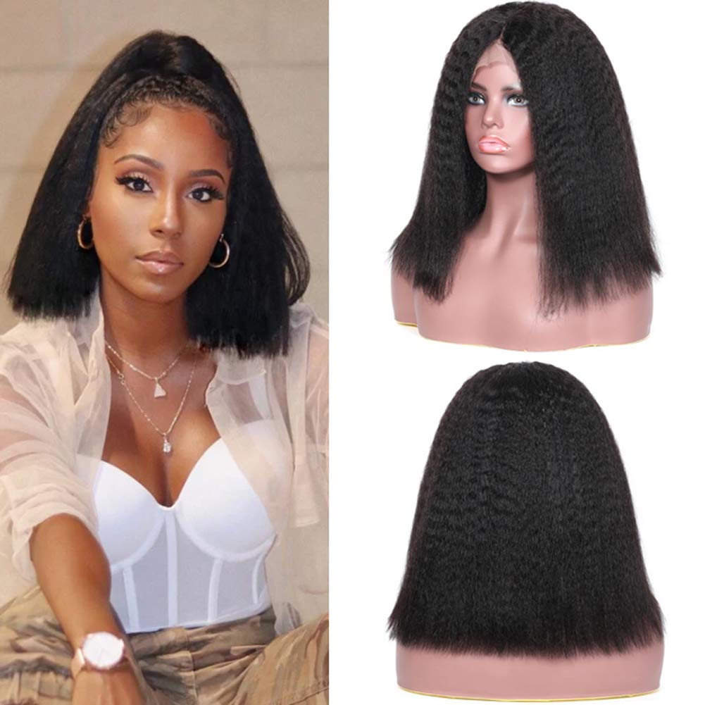 13X4 Frontal Lace Human Hair Wigs For Women 14 Inch Piano 4/27 Straight Pre Plucked Ombre Lace Front Wigs With Natural Hairline Real Virgin Hair Glueless Bob Lace Wigs 150% Density