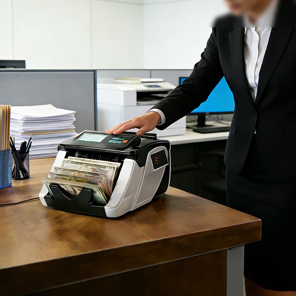 Conta Banconote,Con Conteggio Del Valore,Con Display Lcd,900 Banconote/Minuto,Contabanconote Per Dollari Ed Euro,Rilevamento Anticontraffazione,Elaborazione In Batch,Capacità 180 Banconote