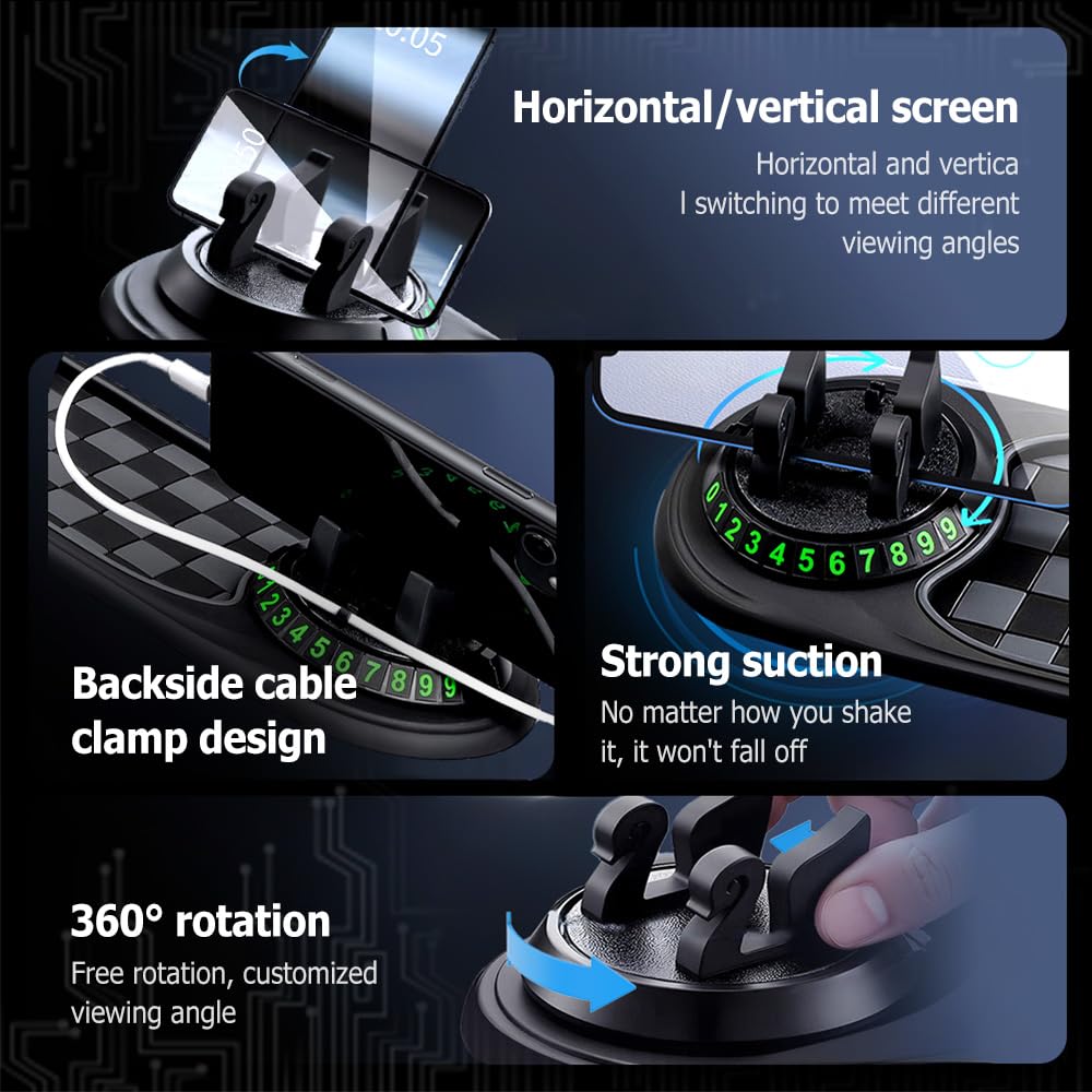 Multifunctional Vehicle-Mounted Anti-Slip Mat Slip Mat Auto Universal Phone Holder Rotatable Car Phone Holder Dashboard Mat Large Storage — view 3