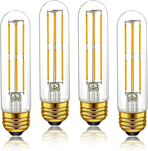 Bombillas tubulares LED T10, blanco cálido 2700 K, 6 W, bombillas de filamento LED vintage de tubo regulable de 60 W, base media E26, bombilla LED