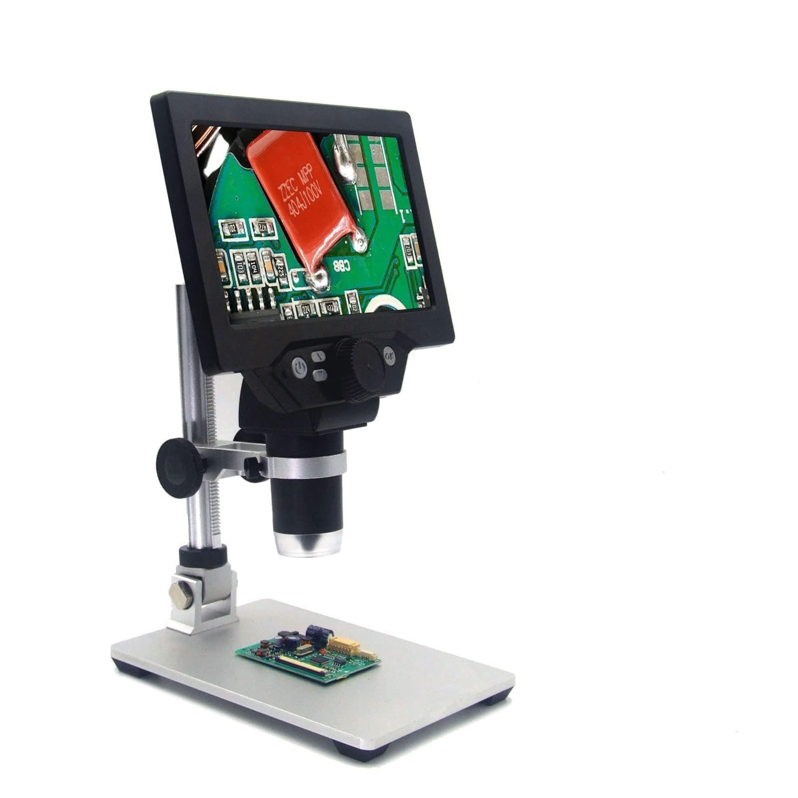 przemysłowa kamera wideo 7 cali HD LCD. Ekran wideo 1200x Mikroskop cyfrowy elektroniczny do lutowania Phone Repair Lupa + Regulacja podstawy Wysoka Metal Przemysłowa kamera endoskopowa(7inch 1200X WP