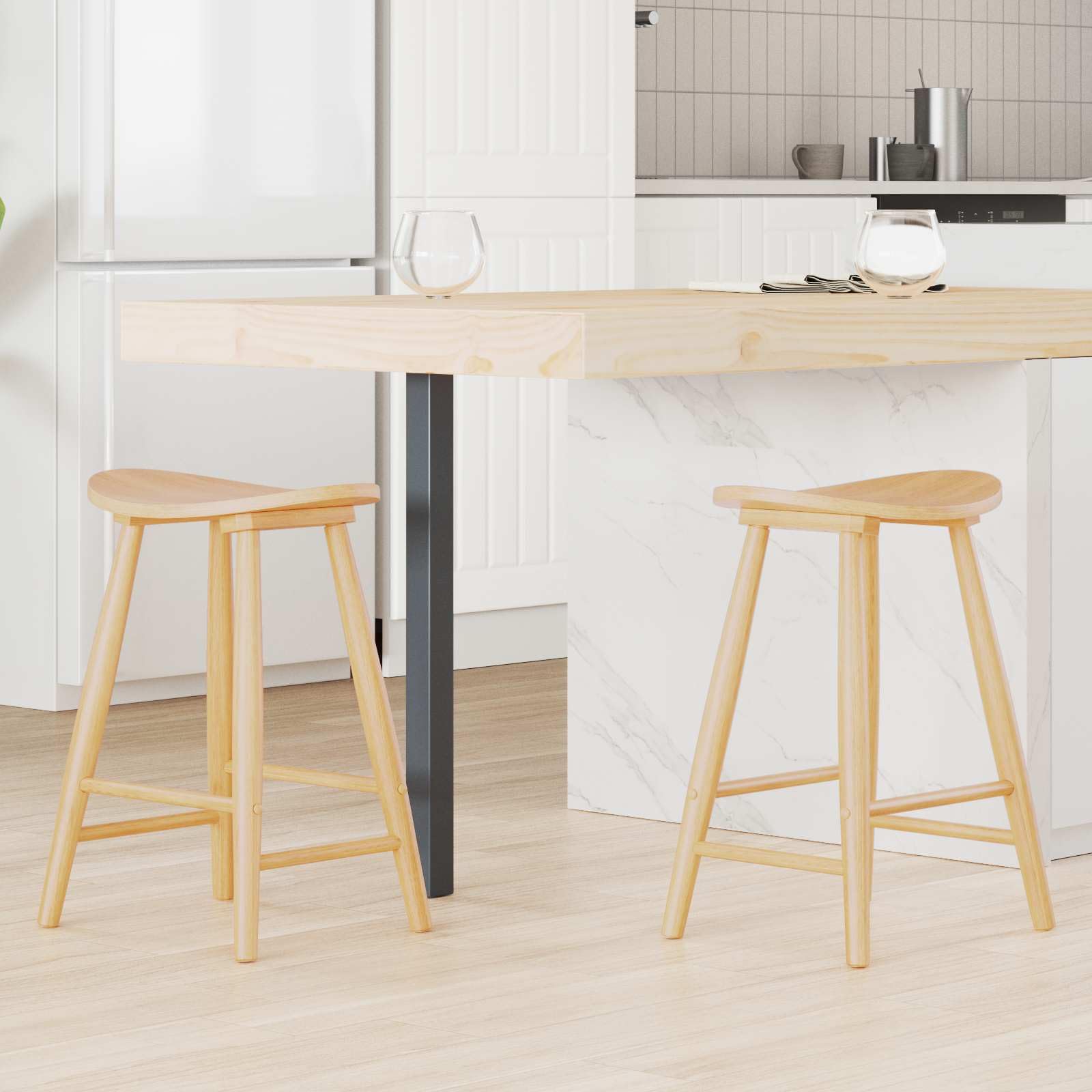 Moderno juego de sillas de comedor con patas cónicas de madera maciza de caucho y madera maciza, práctico juego de sillas de comedor de doble sesión para 2 personas, fácil de cuidar en color