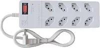 Filtro de Linha iCLAMPER Energia 8 com Proteção contra Surtos Elétricos(DPS) 8 Tomadas, 3 Pinos, 10 Amperes para PC, Notebook, Monitor, Impressora, PS5, Alexa e etc, Bivolt, Cabo de 1m Branco