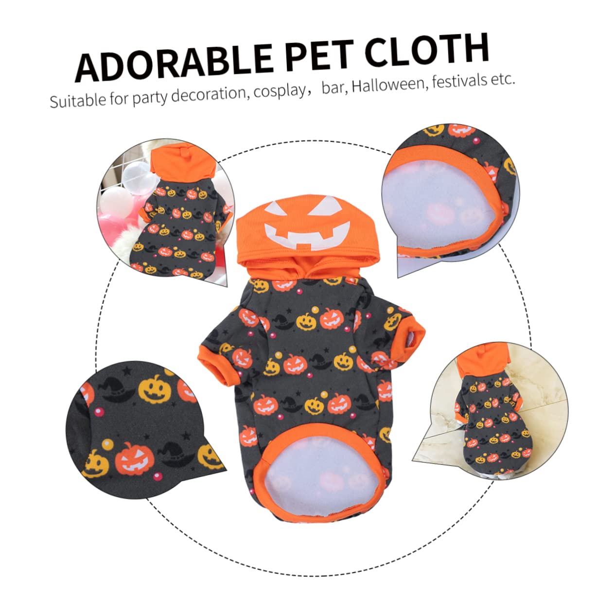 HMJGDHX 3 Pezzi di Costume per Animali Domestici, Cappotto per Animali, Vestiti di Zucca di Halloween per Cani, Cosplay di Halloween
