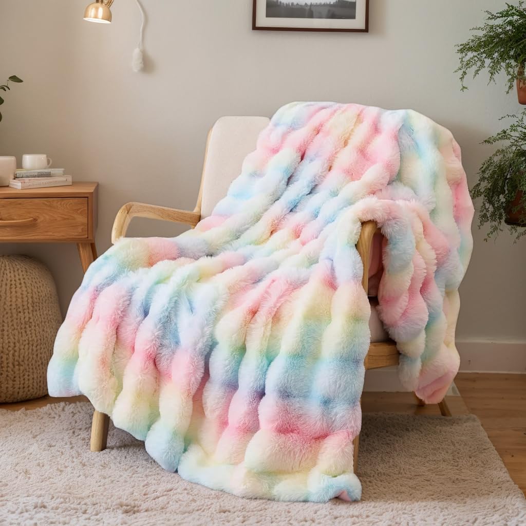 Kuscheldecke Kaninchen Plüsch Decke Super Soft Wohndecke Dick 1000 G/M² Flanell Decke Couchdecke Warme Überwurfdecke Sofadecke Vielseitig Blanket Für Bett Sofa Schlafzimmer Büro